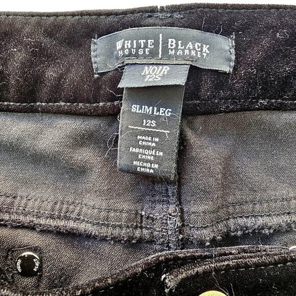 WHBM Black Velvet Jeans Straight Leg Rhinestone Studded Pockets Womens 12S NEW - Picture 8 of 10